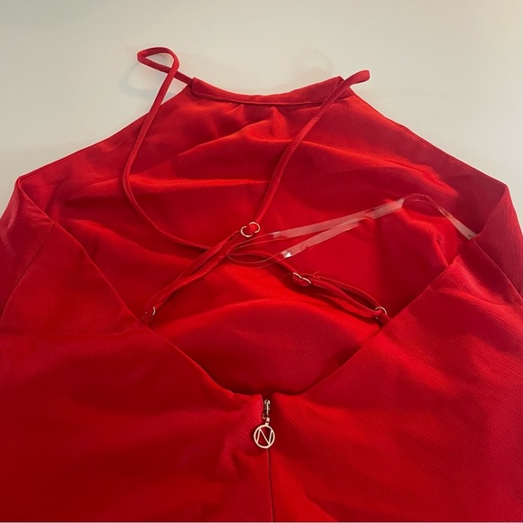 New! Nookie Red Gypsy Mini Halter Asymmetrical Mini Dress 37678 - Picture 8 of 11